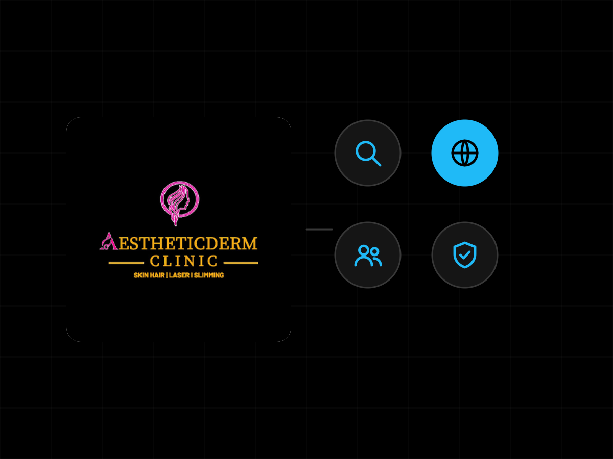 Aesthetic Derm Clinic: client logo with icons for the work in this case study