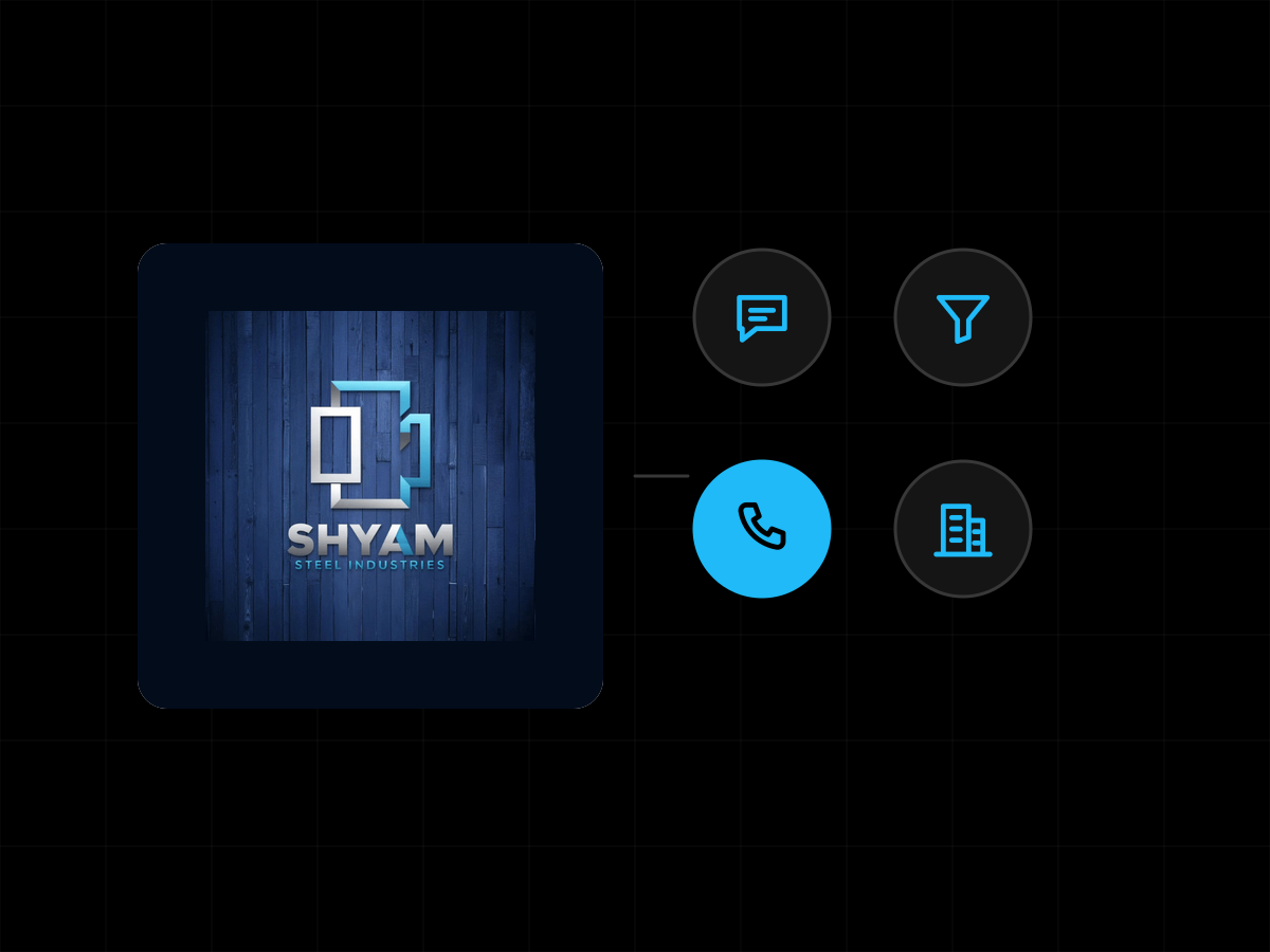 Shyam Steel Industries: client logo with icons for the work in this case study