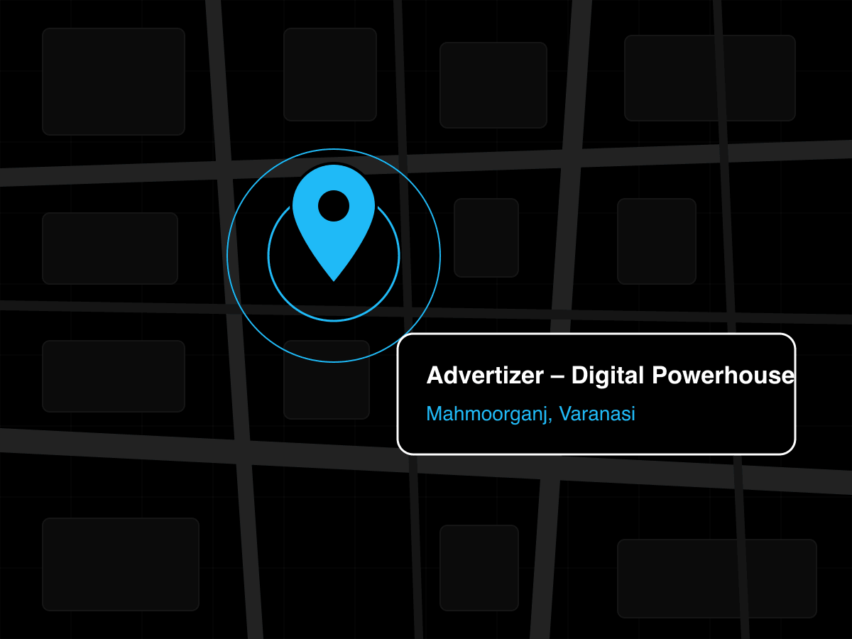 Illustrated location card for Advertizer – Digital Powerhouse, Mahmoorganj, Varanasi