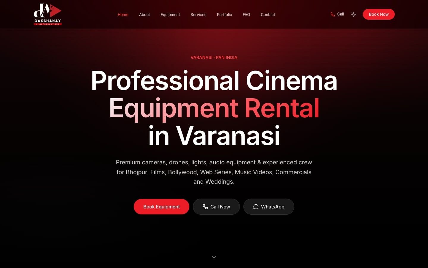 Screenshot of the Dakshanay Film Productions website, a client project by Advertizer