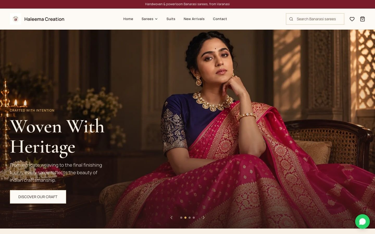 Screenshot of the Haleema Creation website, a client project by Advertizer