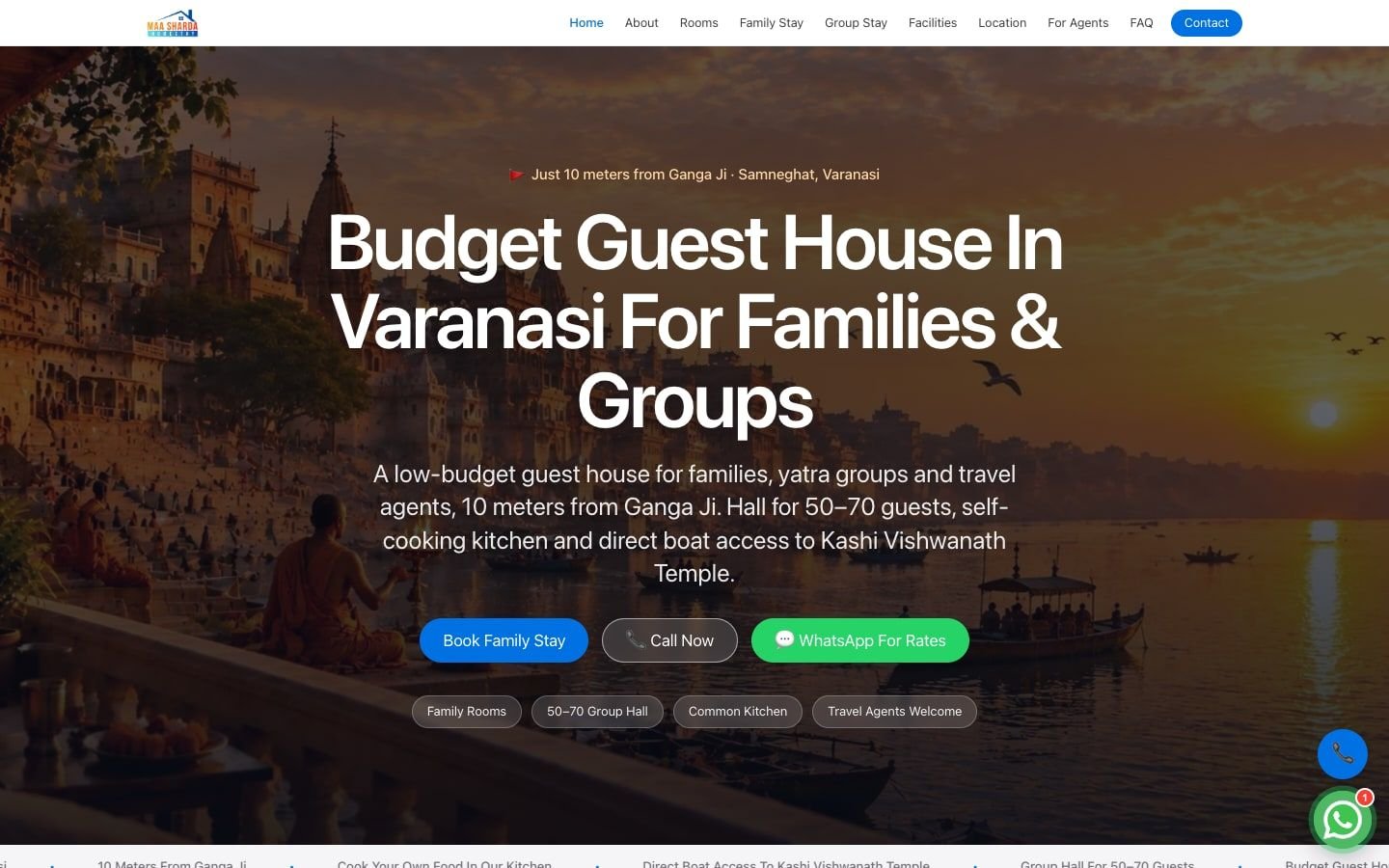 Screenshot of the Maa Sharda Homestay website, a client project by Advertizer