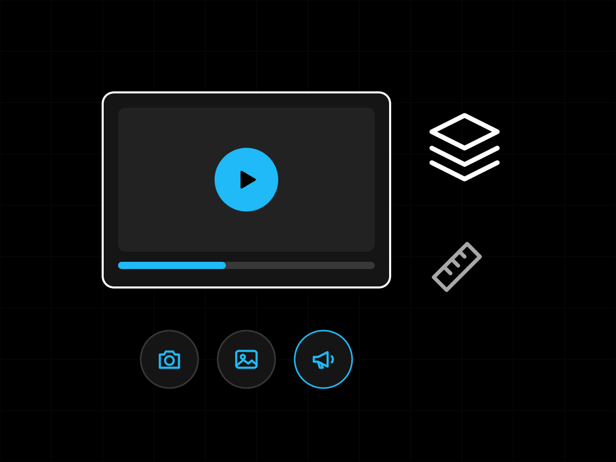 Illustration of a video frame with layers and a ruler