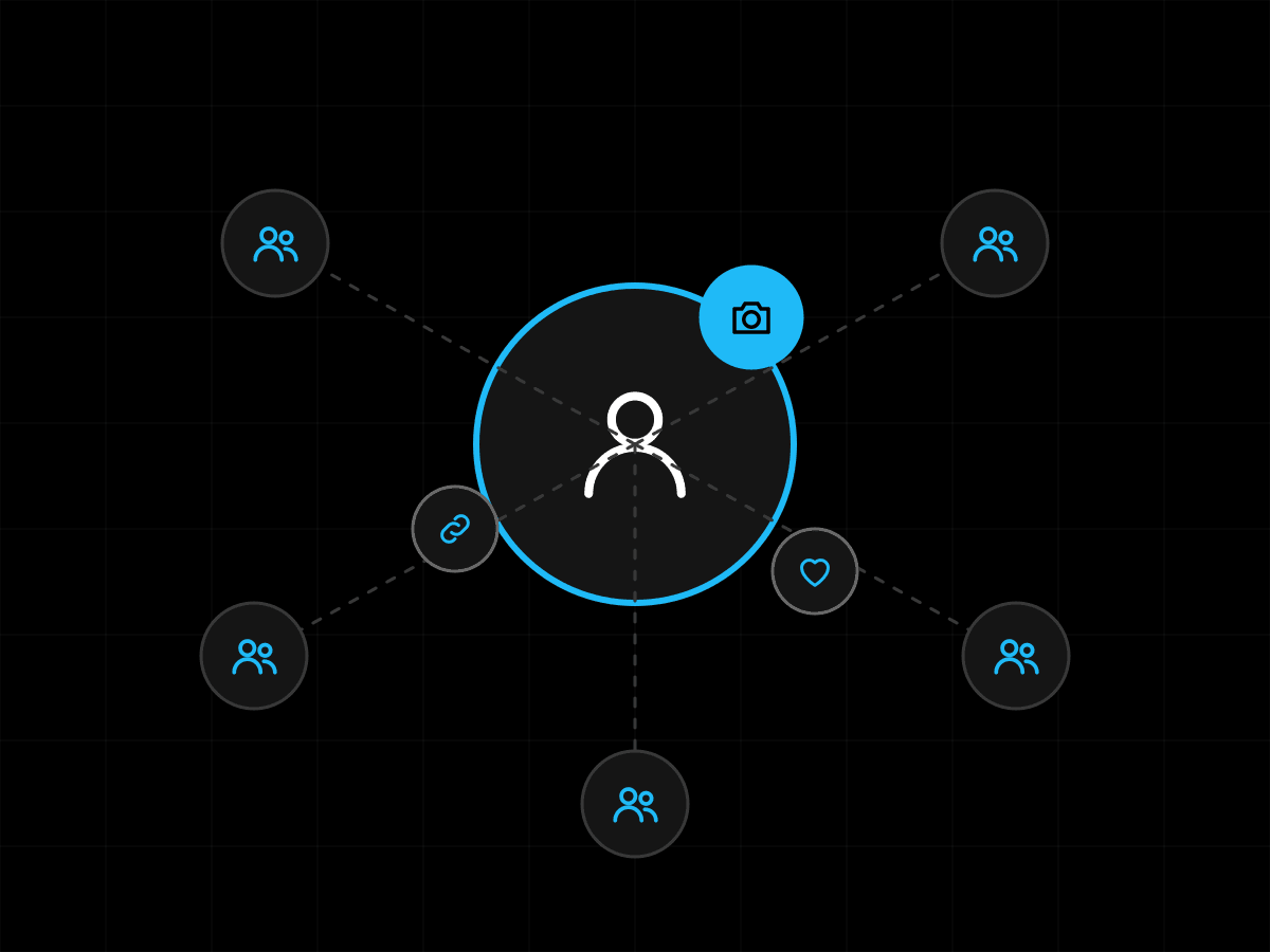 Illustration of a creator connected to a network of audiences