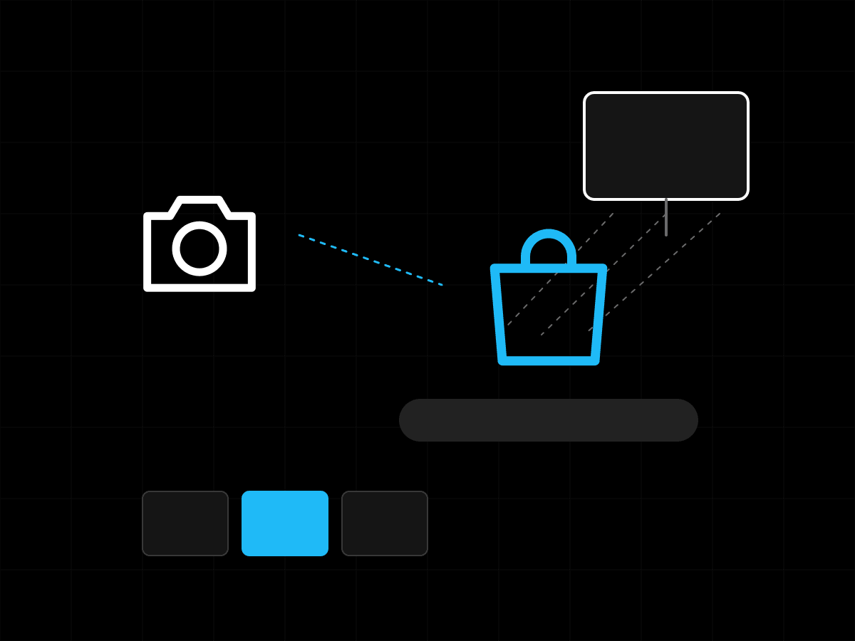 Illustration of a camera and softbox lighting a product